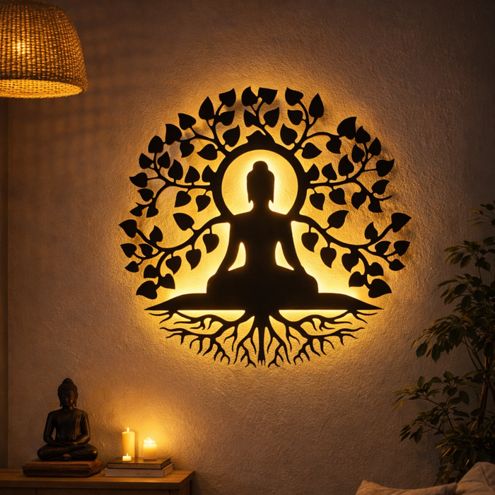 Mandala Buda Arvore da vida com Led