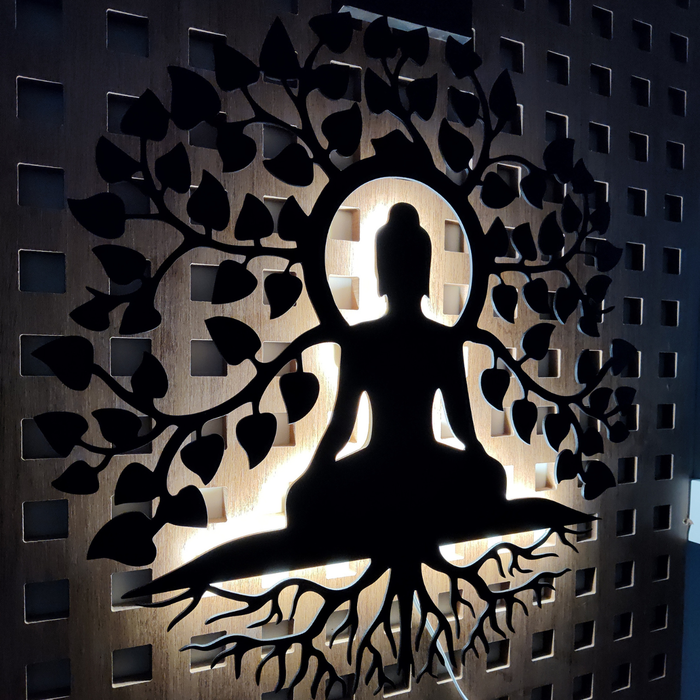Mandala Buda Arvore da vida com Led
